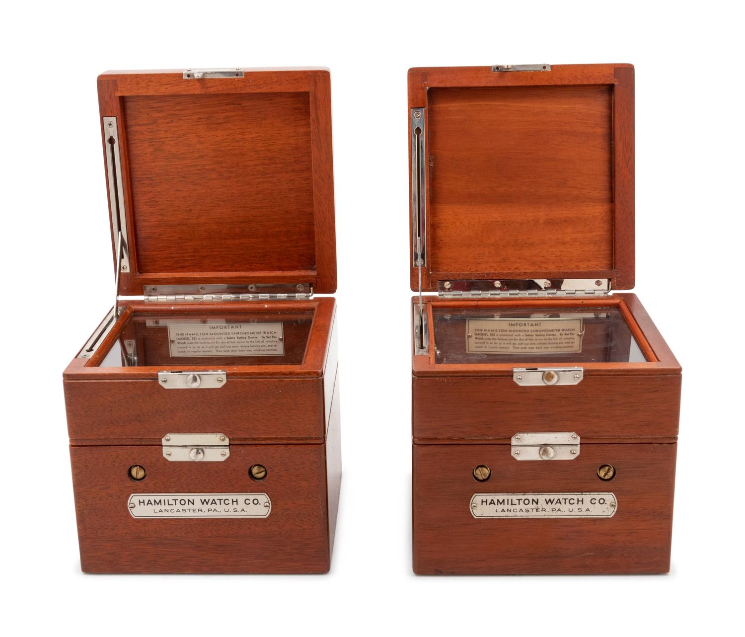 A Pair of American Mahogany Cased Two-Day Ship's Chronometers of U.S. Navy Interest