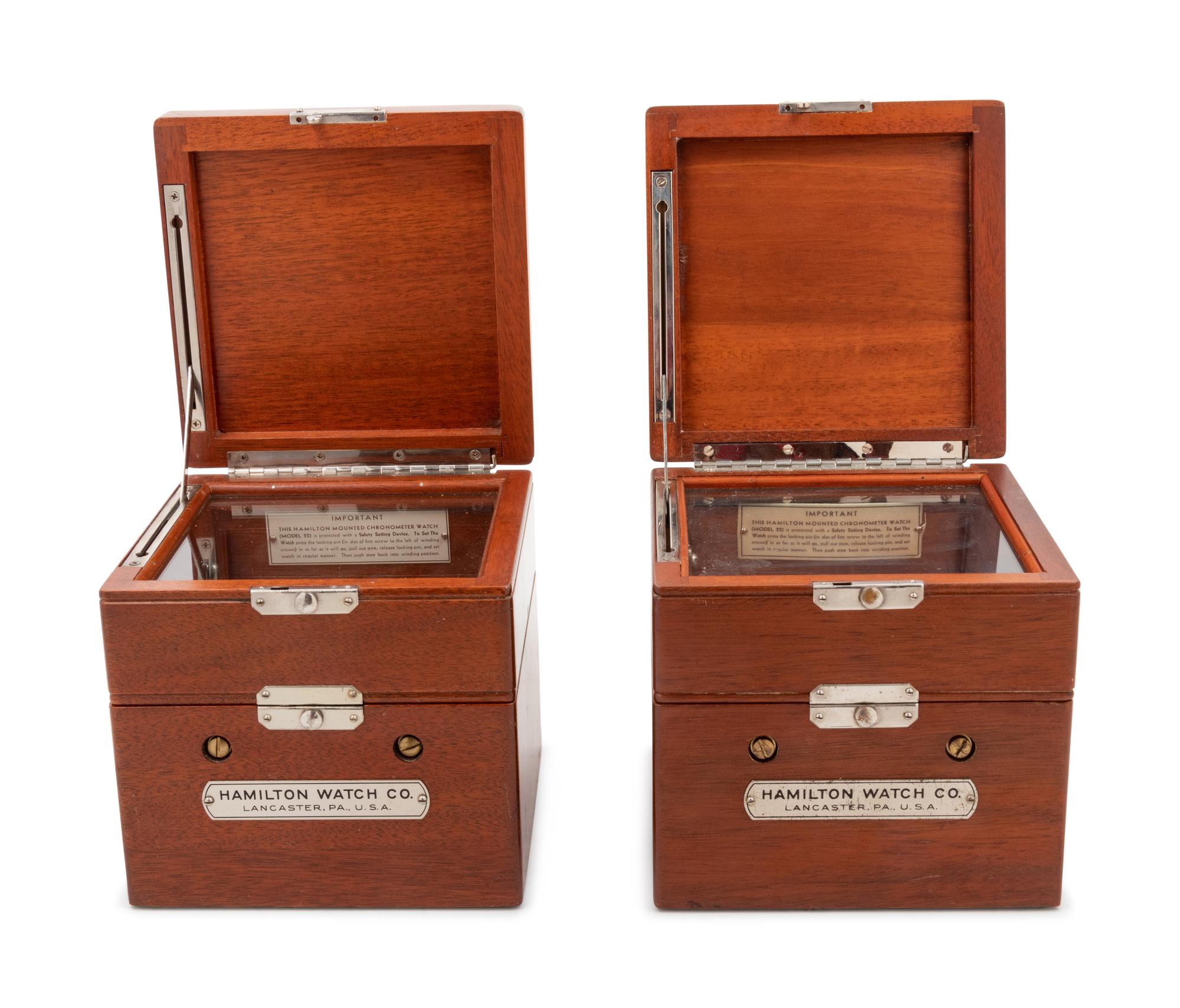 A Pair of American Mahogany Cased Two-Day Ship's Chronometers of U.S. Navy Interest