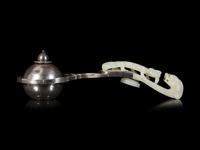 A White Jade Mounted Silver Gimbal Cigar Lighter