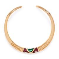 YELLOW GOLD, DIAMOND AND ENAMEL COLLAR NECKLACE