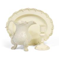 A Staffordshire Molded Salt-Glazed Stoneware Creamer