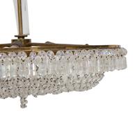 An Empire Style Brass and Glass-Beaded Pendant Chandelier