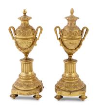 A Pair of English Gilt Brass Cassolettes in the Manner of Matthew Boulton
