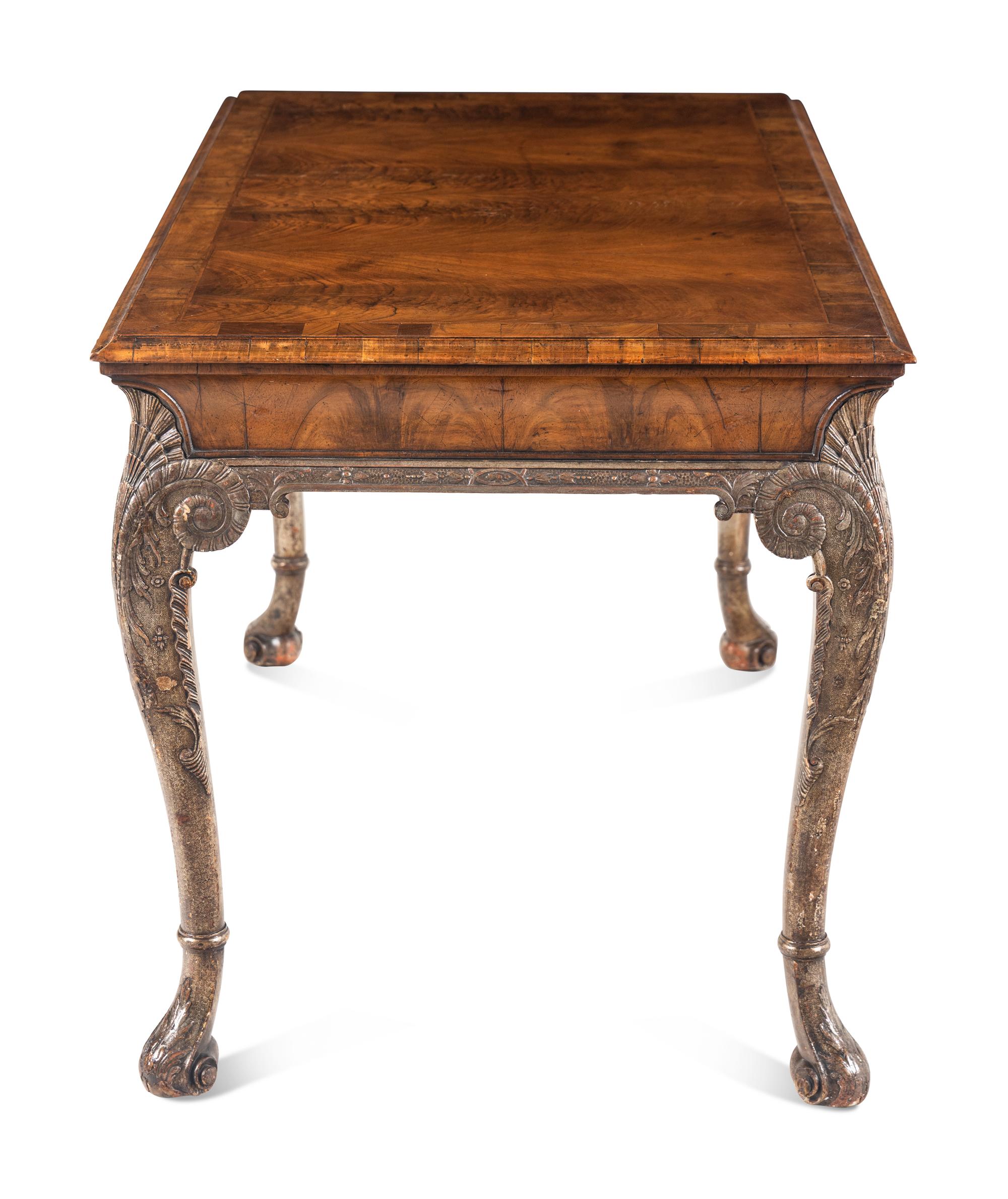 A George II Style Parcel-Gilt Walnut Center Table