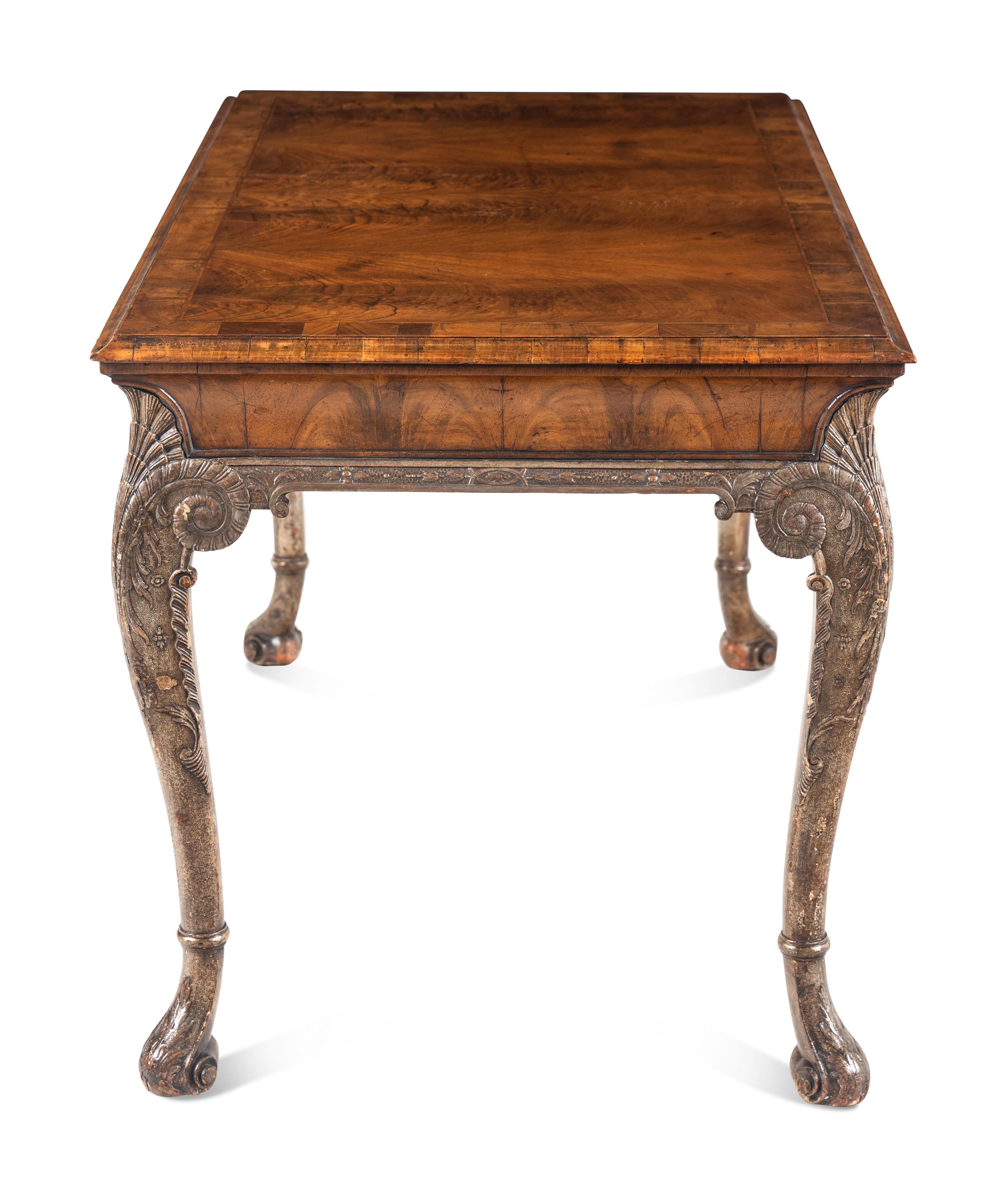 A George II Style Parcel-Gilt Walnut Center Table