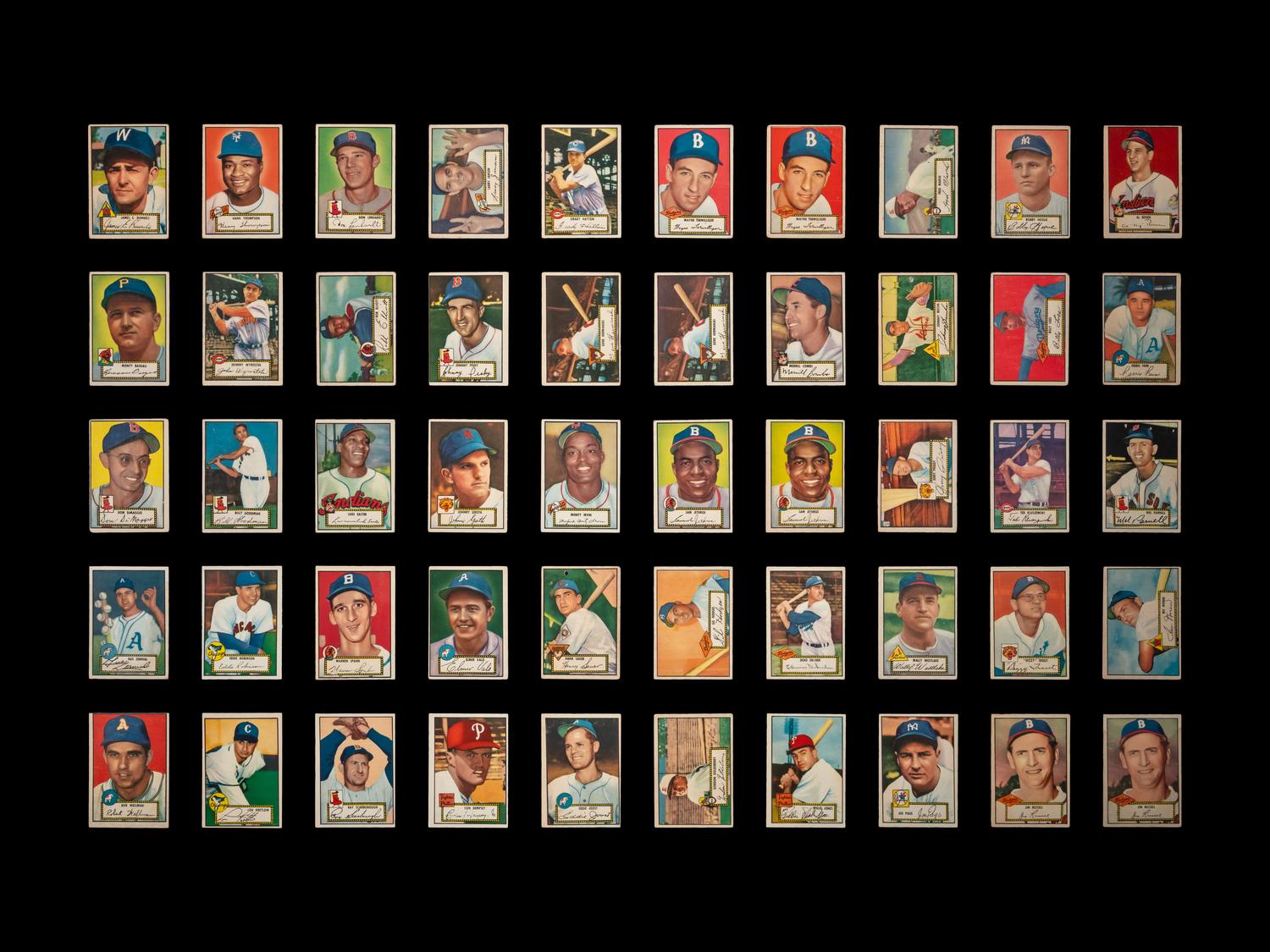 A Near Set of 1952 Topps Baseball Cards (371/407) Featuring Over 60 High Numbers