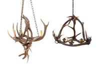 Two Three-Light Antler-Form Chandeliers