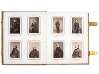 [CIVIL WAR]. BRADY, Mathew, photographer. Exceptional album containing 120 CDVs of Union generals and officers, incl. Joshua Chamberlain and George A. Custer. New York, NY: E. & H.T. Anthony, 1860s.