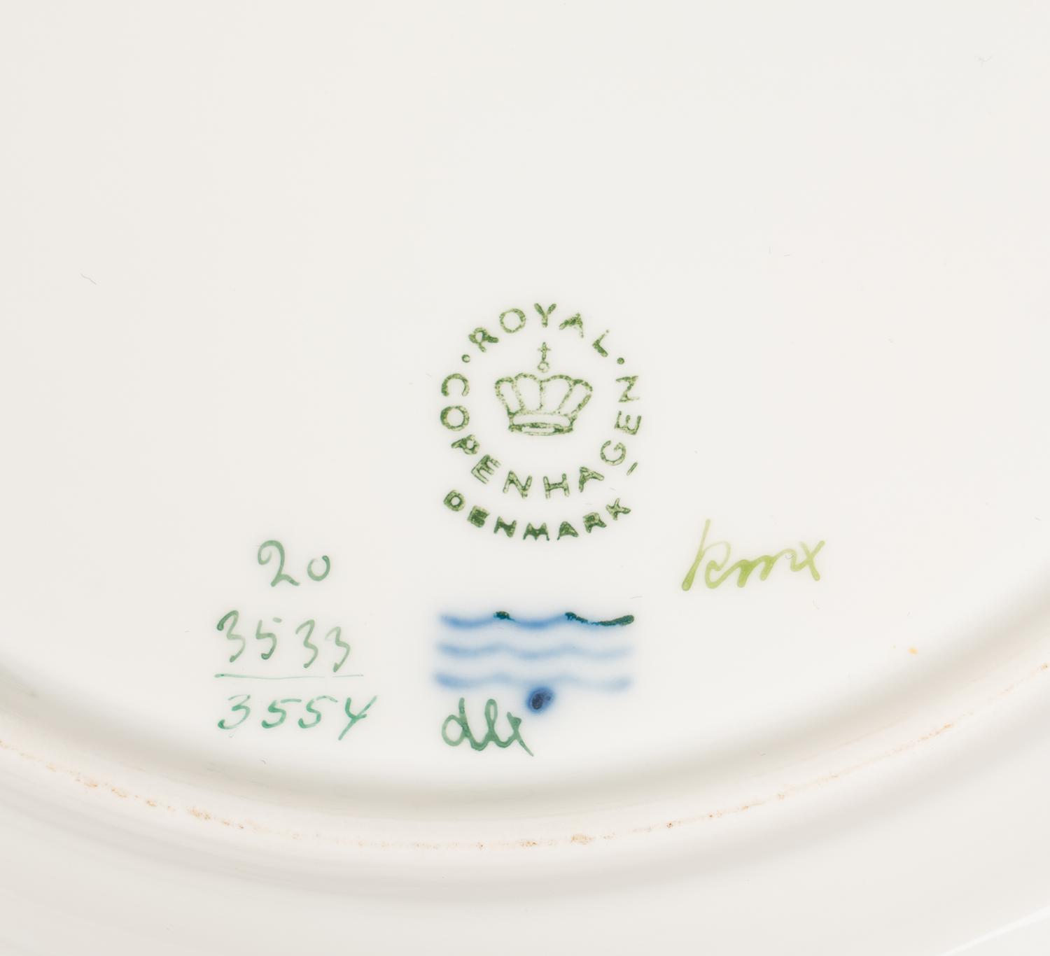 A Set of Twenty-Eight Royal Copenhagen Flora Danica Porcelain Salad Plates