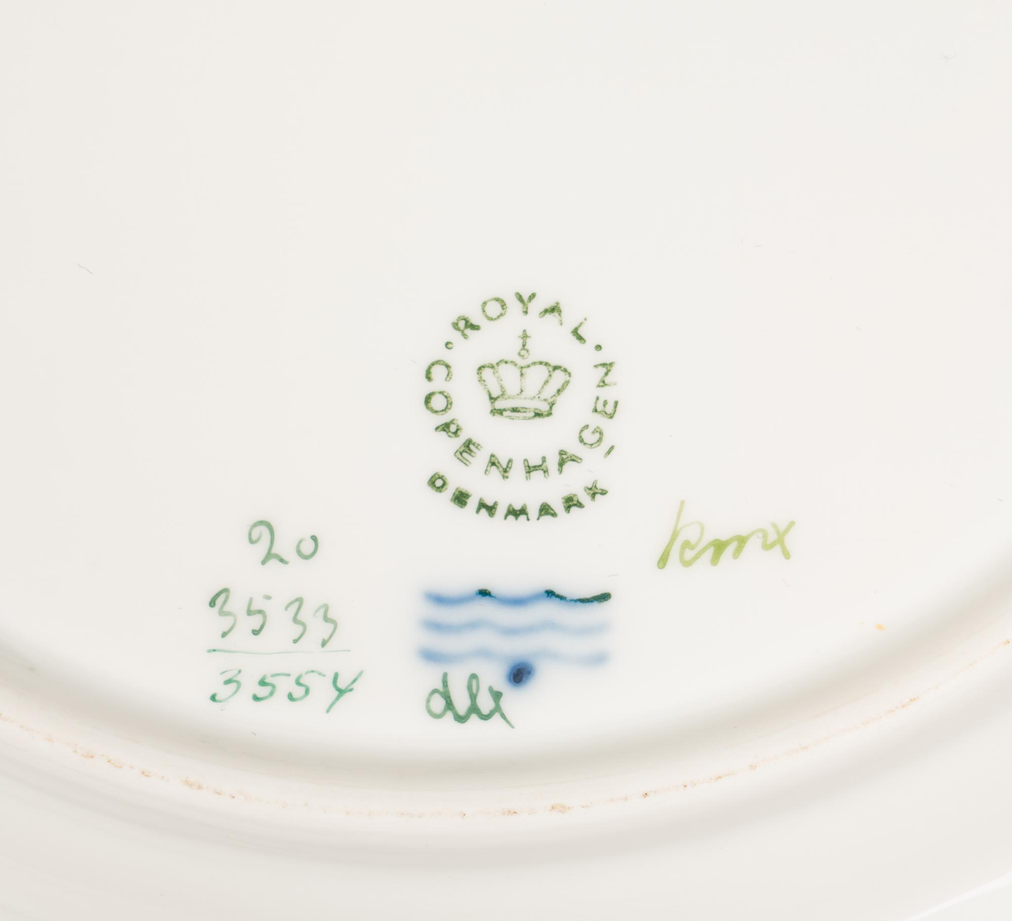 A Set of Twenty-Eight Royal Copenhagen Flora Danica Porcelain Salad Plates
