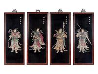 A Set of Four Chinese Lacquered Panels