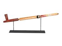 Northern Plains Quilled Pipe Stem and Catlinite Bowl, with Inlay