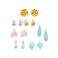 YELLOW GOLD AND MULTIGEM CONVERTIBLE CLIP EARRINGS