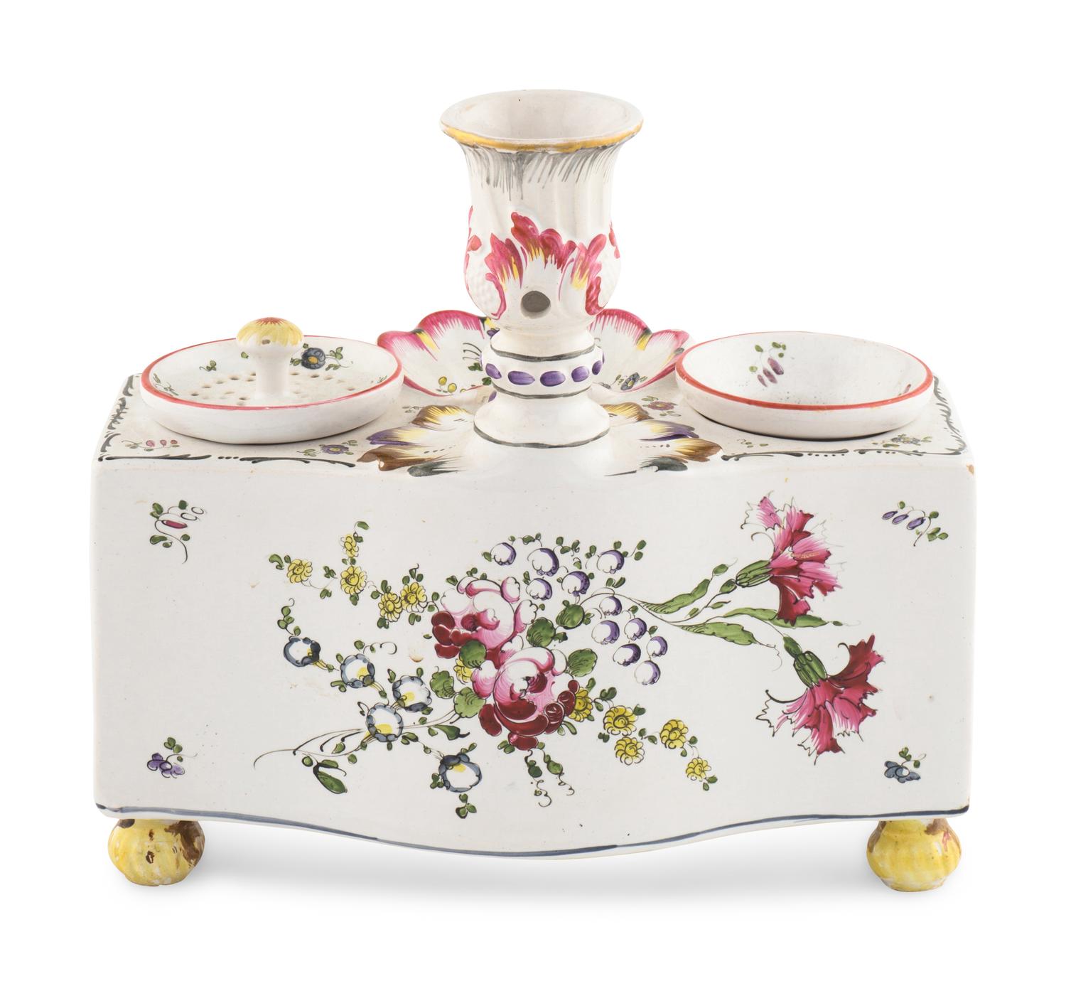 A French Faience Commode-Form Inkstand