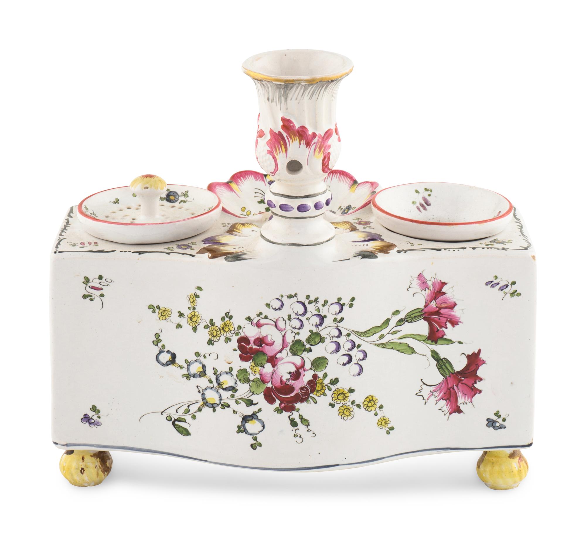A French Faience Commode-Form Inkstand