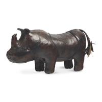 A Miniature Abercrombie & Fitch Leather Rhinoceros Footstool