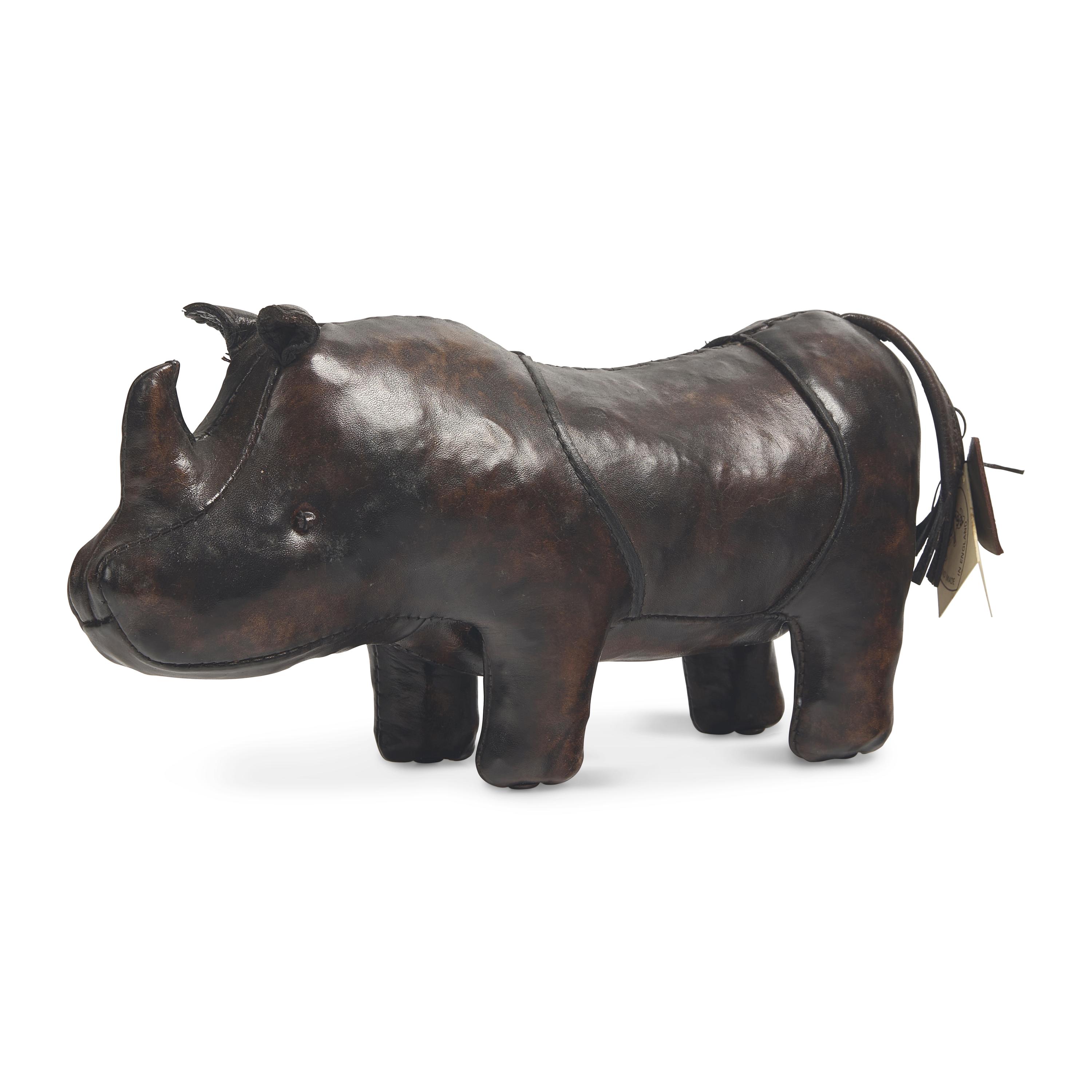 A Miniature Abercrombie & Fitch Leather Rhinoceros Footstool