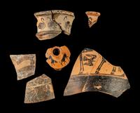 Six Attic and Corinthian Black-Figured Vase Fragments with Animals