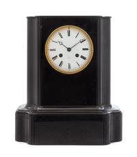 A Black Belgian Marble Mantel Clock Height 15 inches. — 19TH CENTURY