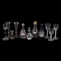 Group of seventeen glass tablewares Most English, 18th/early 19th century