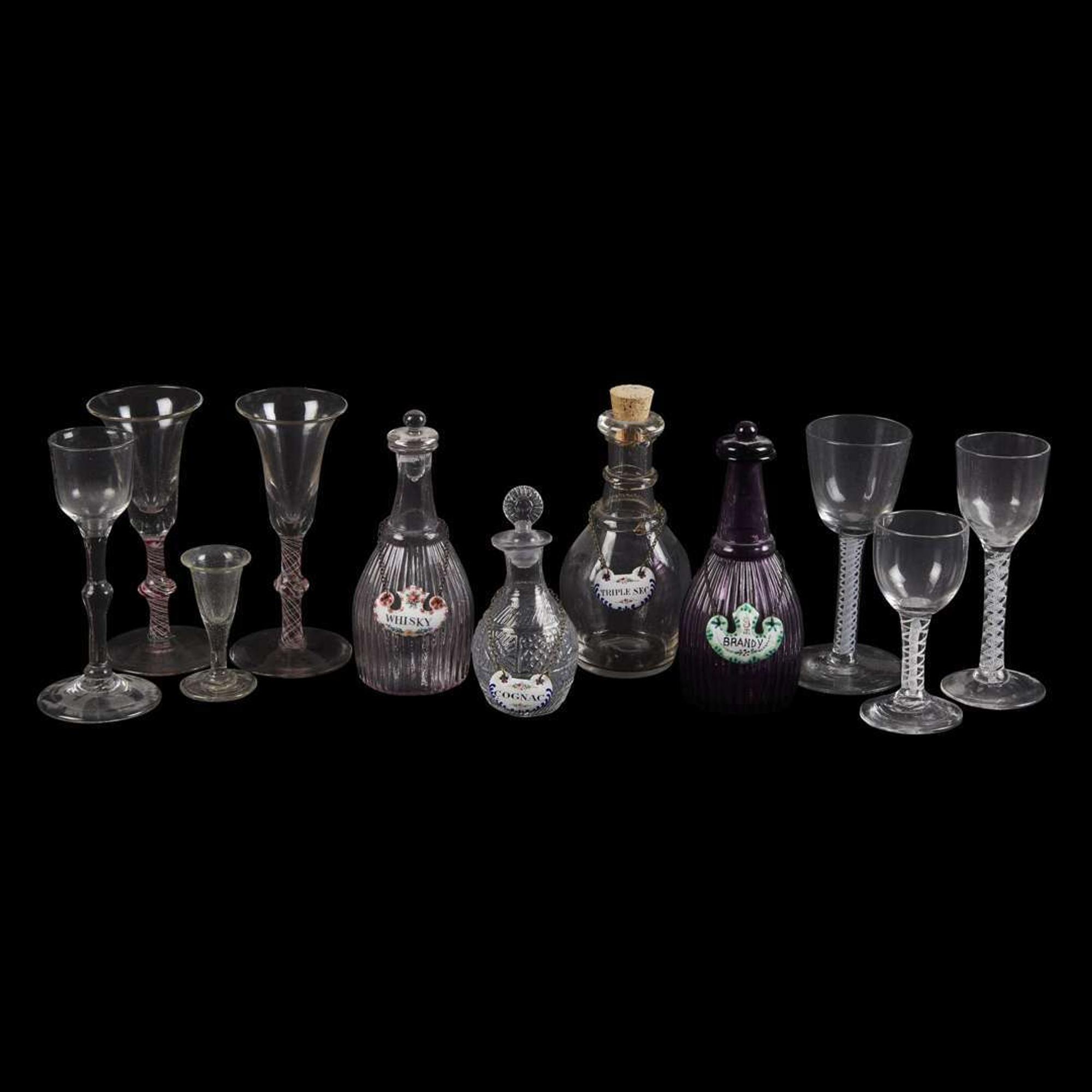 Group of seventeen glass tablewares Most English, 18th/early 19th century