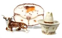 Collection of Western Motiff Ceramic Pieces Height of largest 13 inches