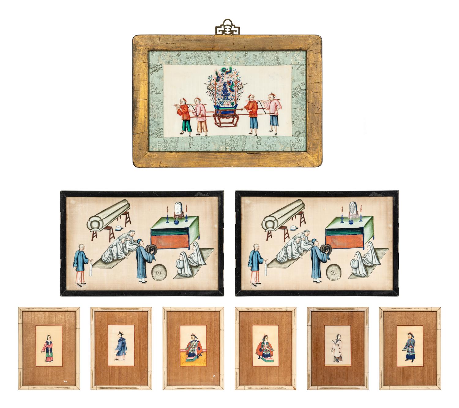 Nine Chinese Export Pith Paintings