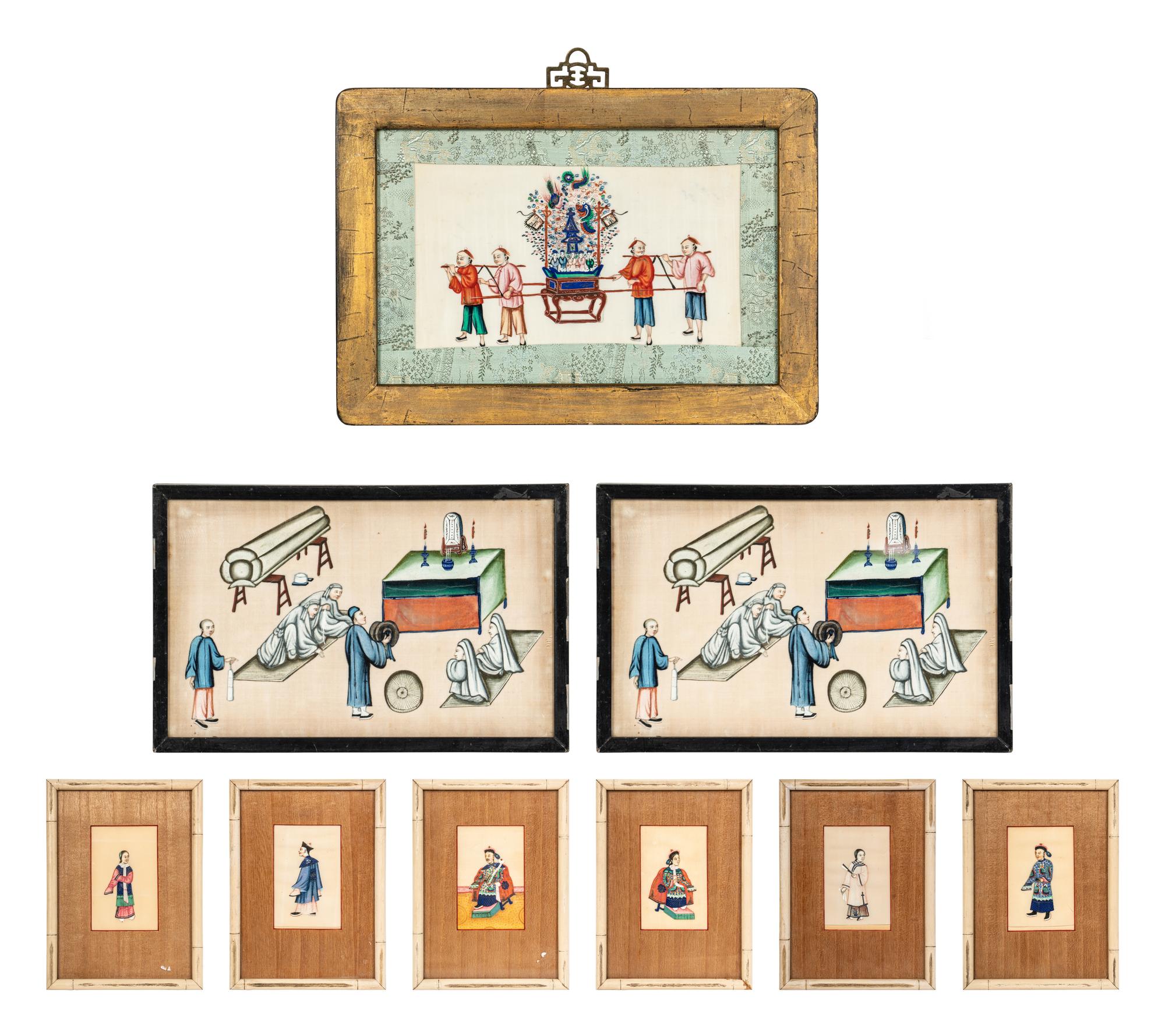 Nine Chinese Export Pith Paintings