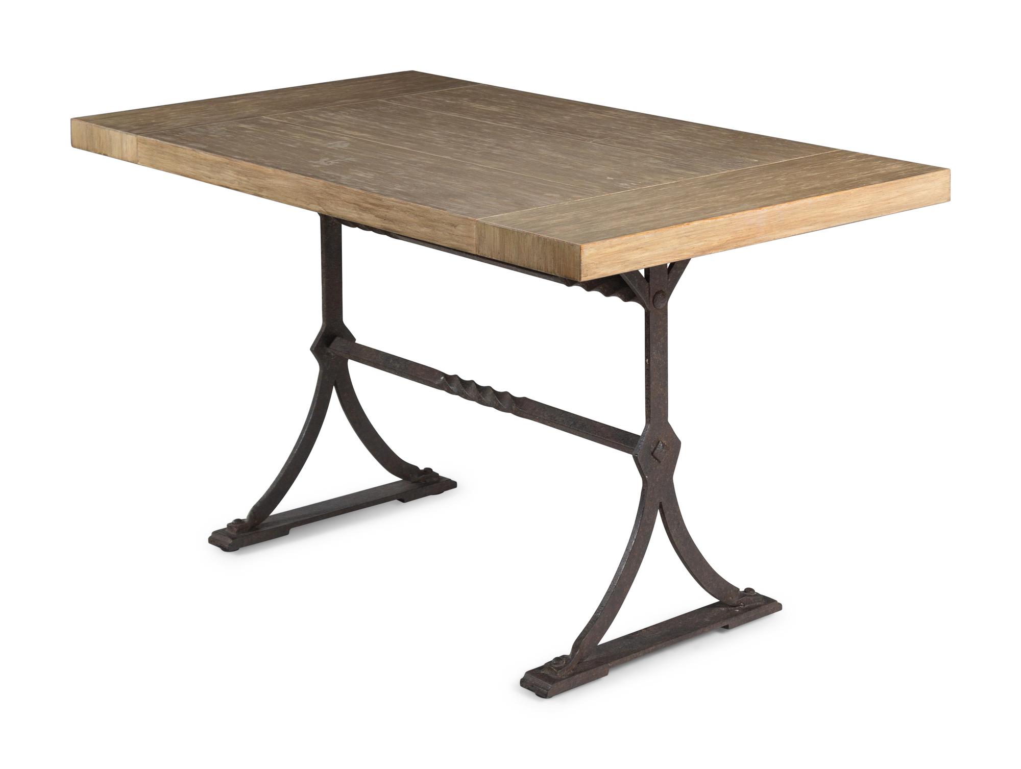 A Contemporary Grain-Painted and Wrought Iron Table