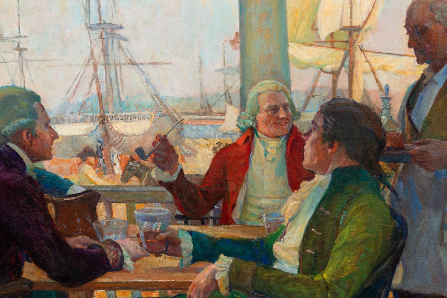 Four Colonial Men at Seaside Tavern