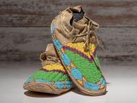 Northern Plains Beaded Buffalo Hide Hightop Moccasins