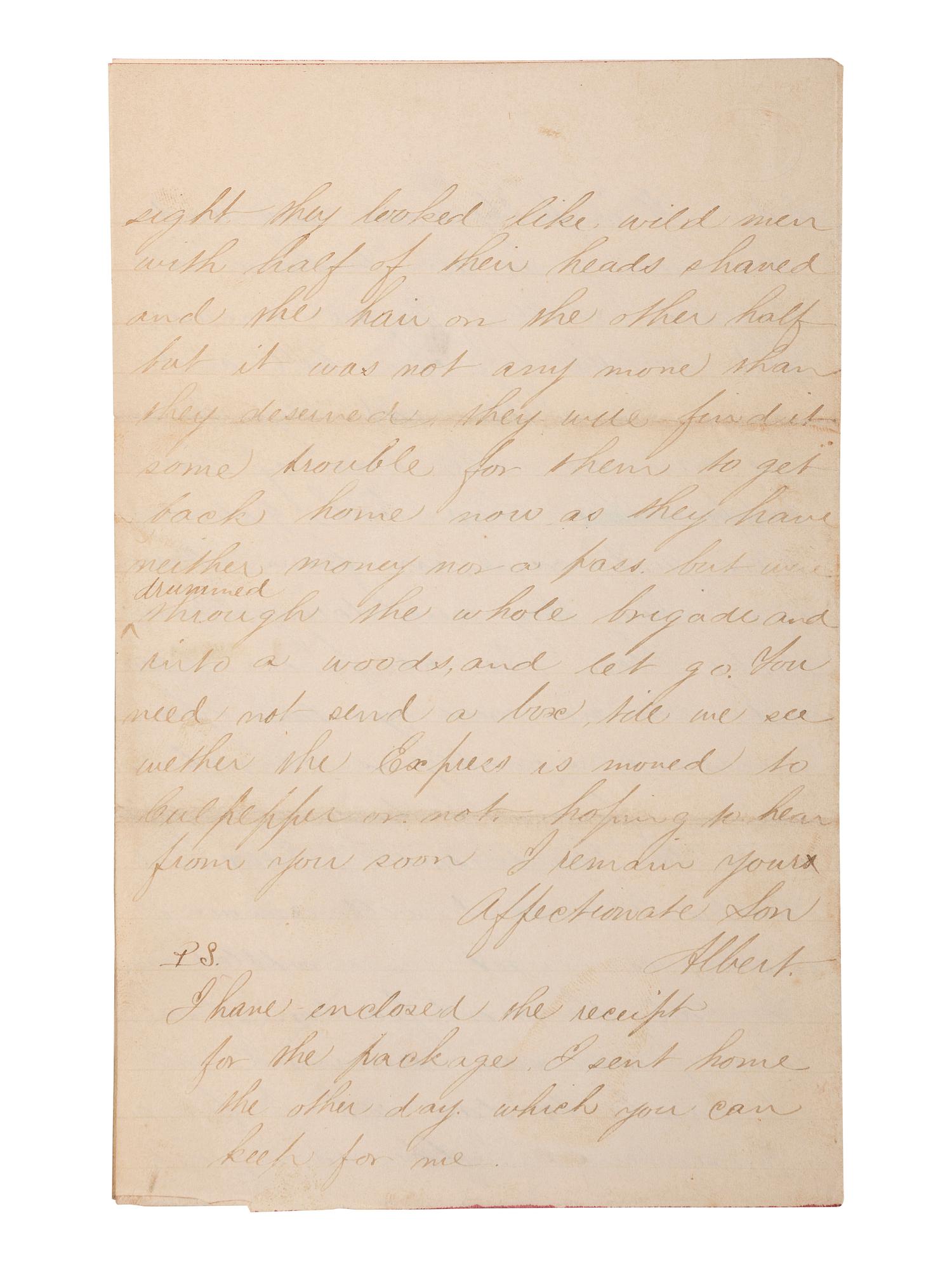 [CIVIL WAR]. Archive related to Albert Campbell Johnston and Nathaniel Dillhorn, 90th Pennsylvania Volunteers, incl. letter detailing the Battle of Cedar Mountain.