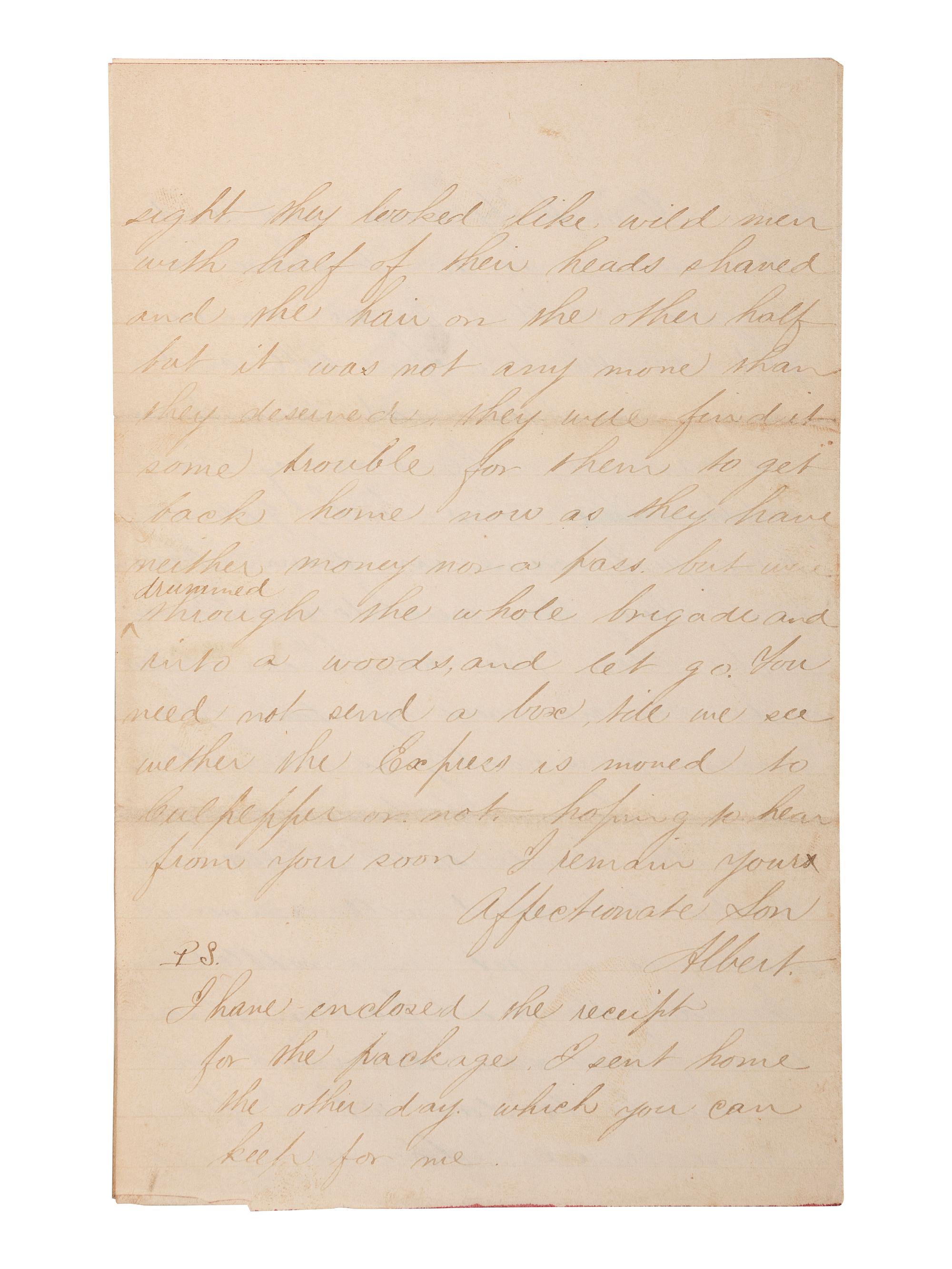 [CIVIL WAR]. Archive related to Albert Campbell Johnston and Nathaniel Dillhorn, 90th Pennsylvania Volunteers, incl. letter detailing the Battle of Cedar Mountain.