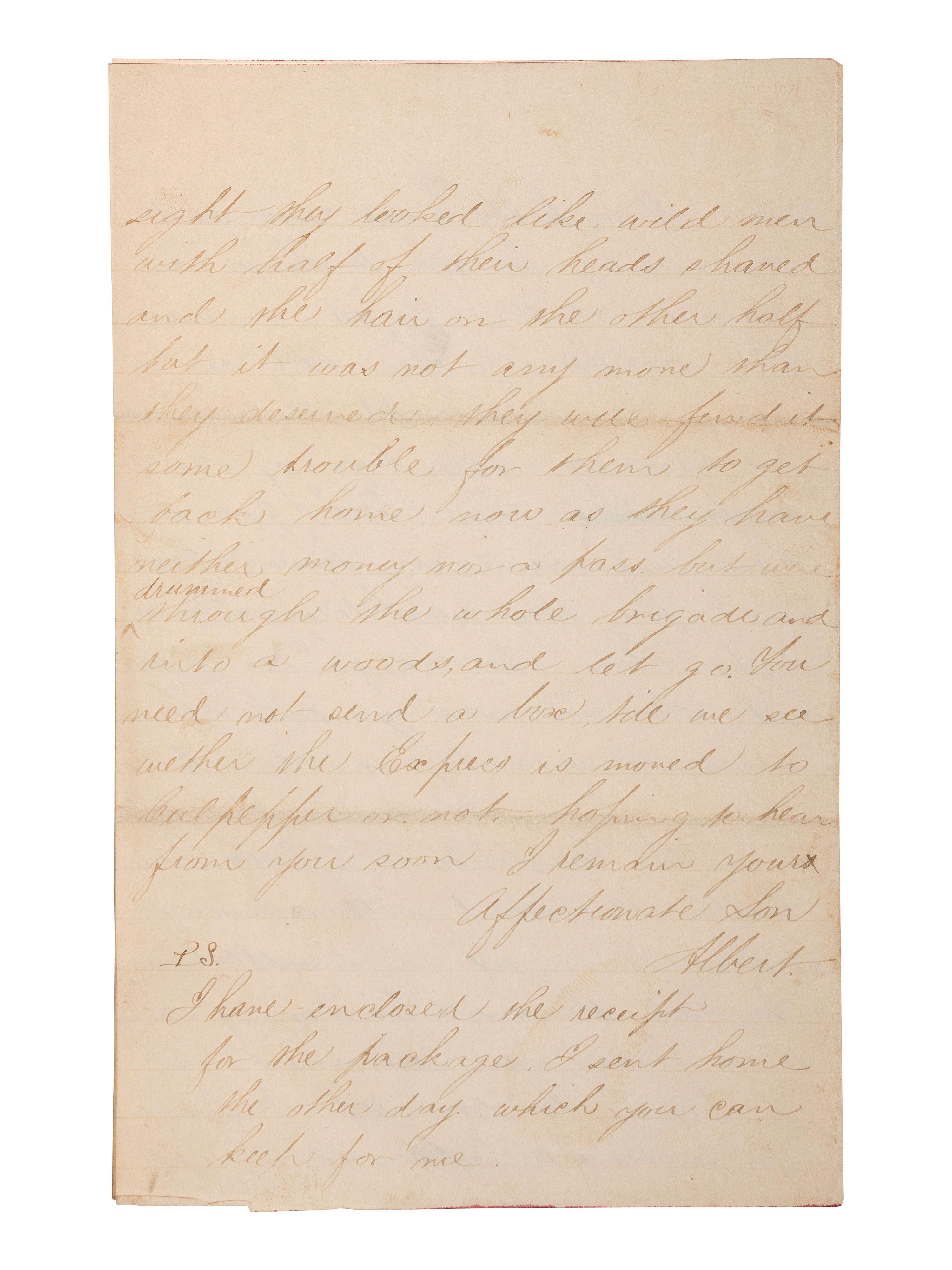 [CIVIL WAR]. Archive related to Albert Campbell Johnston and Nathaniel Dillhorn, 90th Pennsylvania Volunteers, incl. letter detailing the Battle of Cedar Mountain.