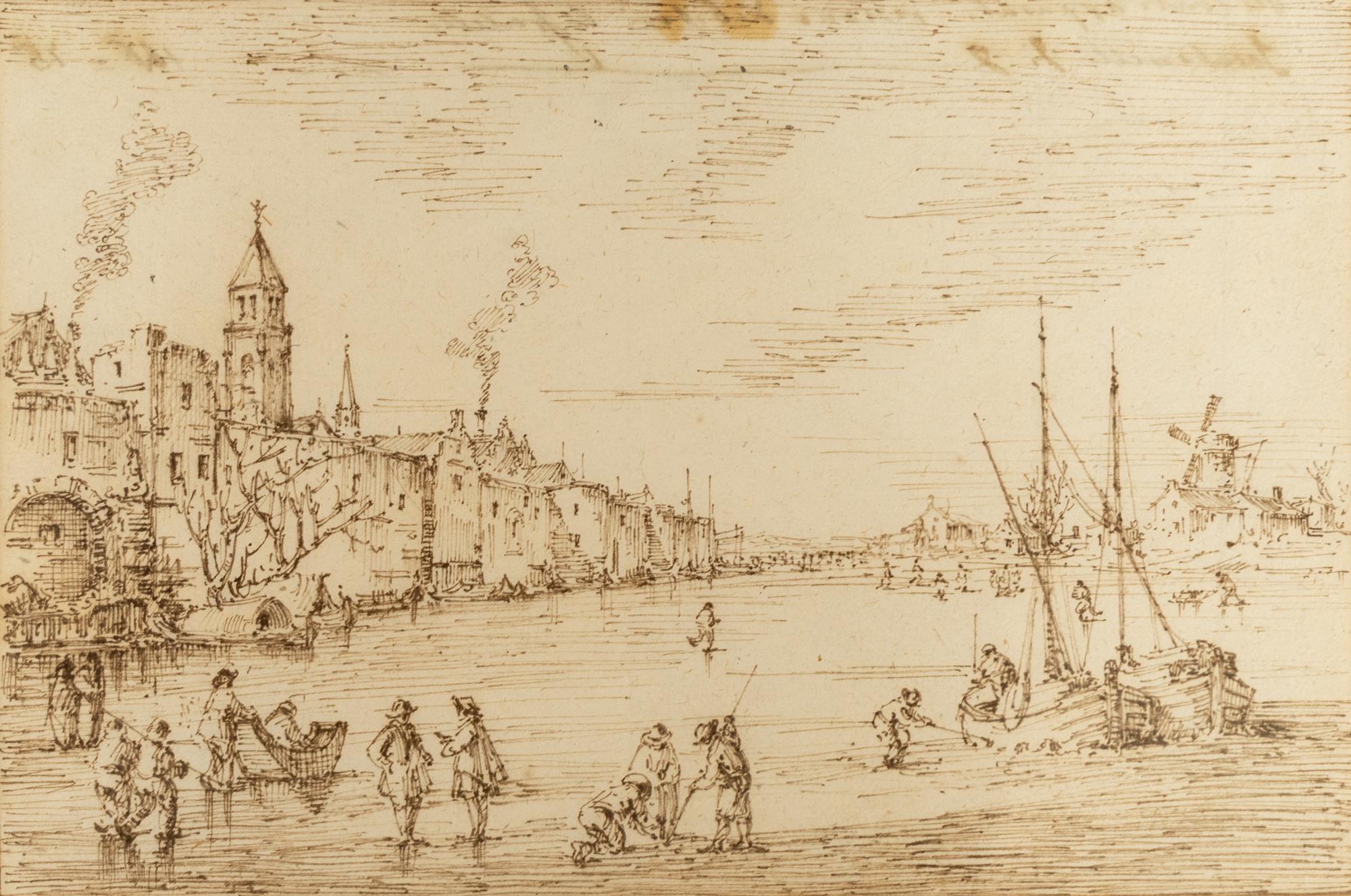 Ice Skaters on a Frozen River