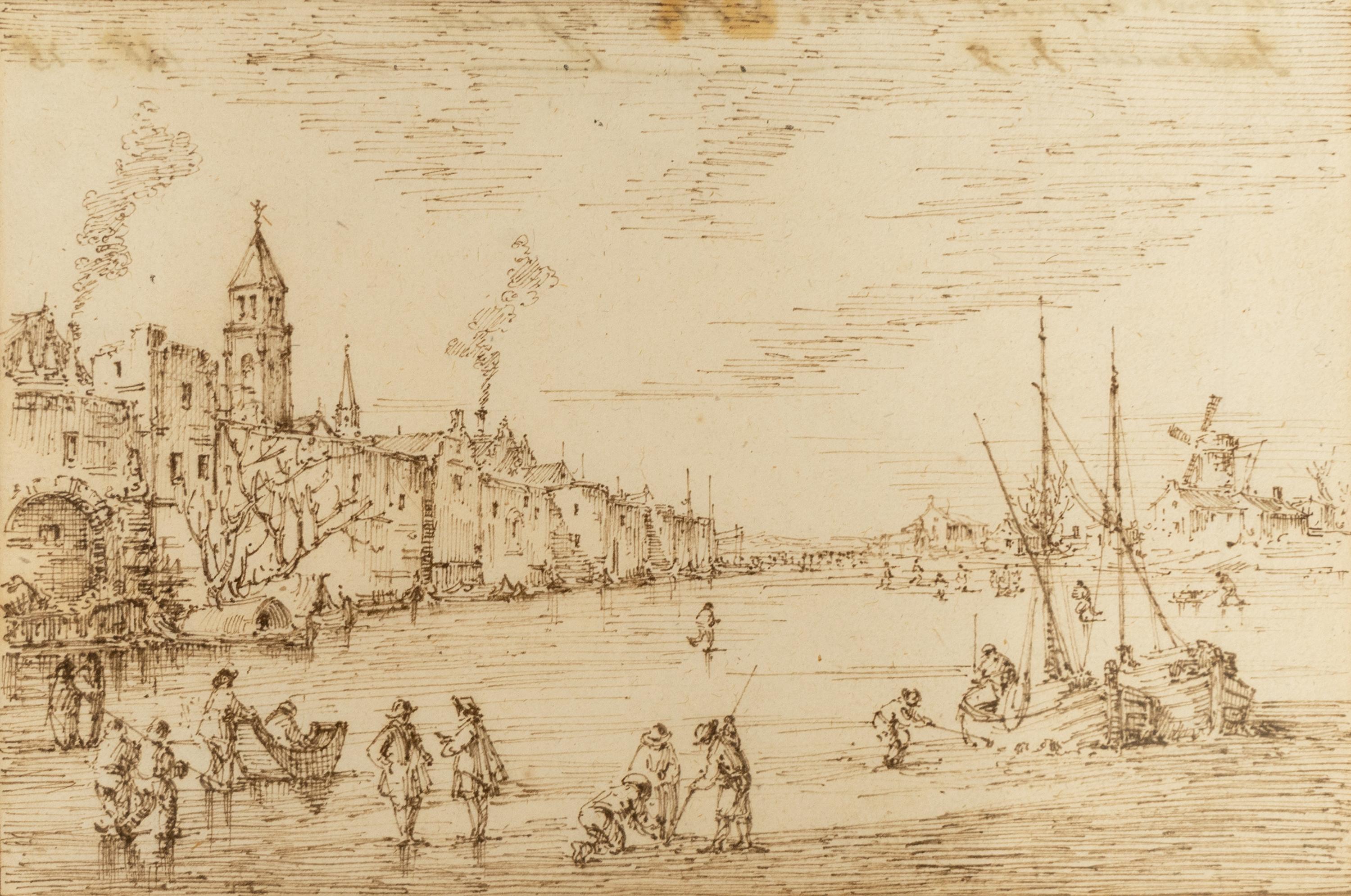 Ice Skaters on a Frozen River