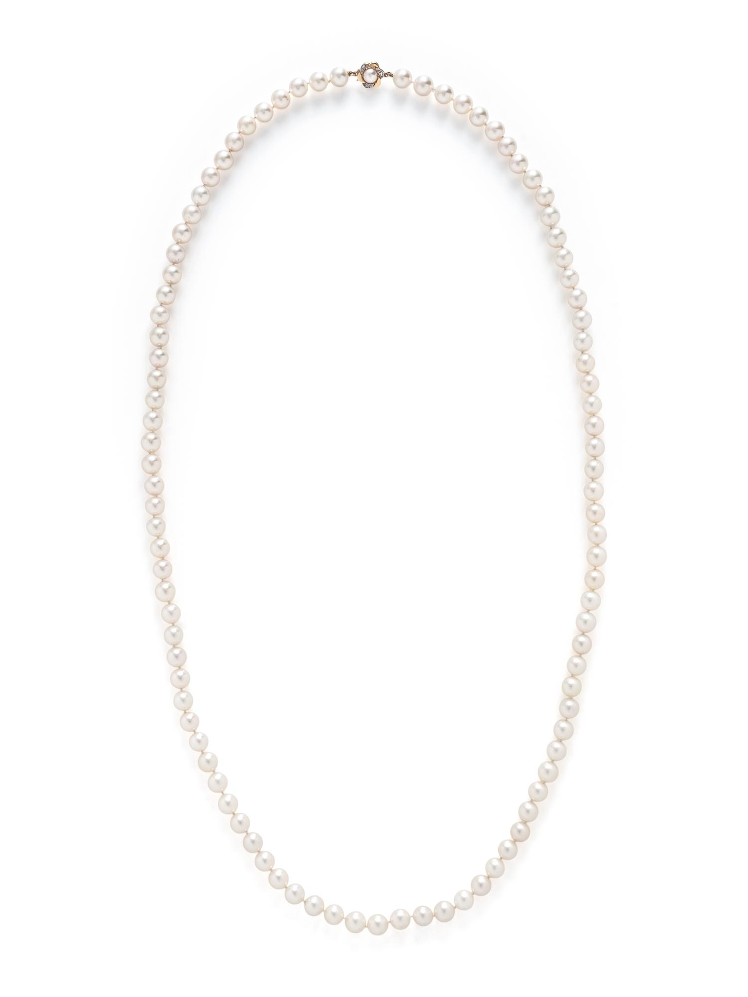 CULTURED PEARL AND DIAMOND NECKLACE