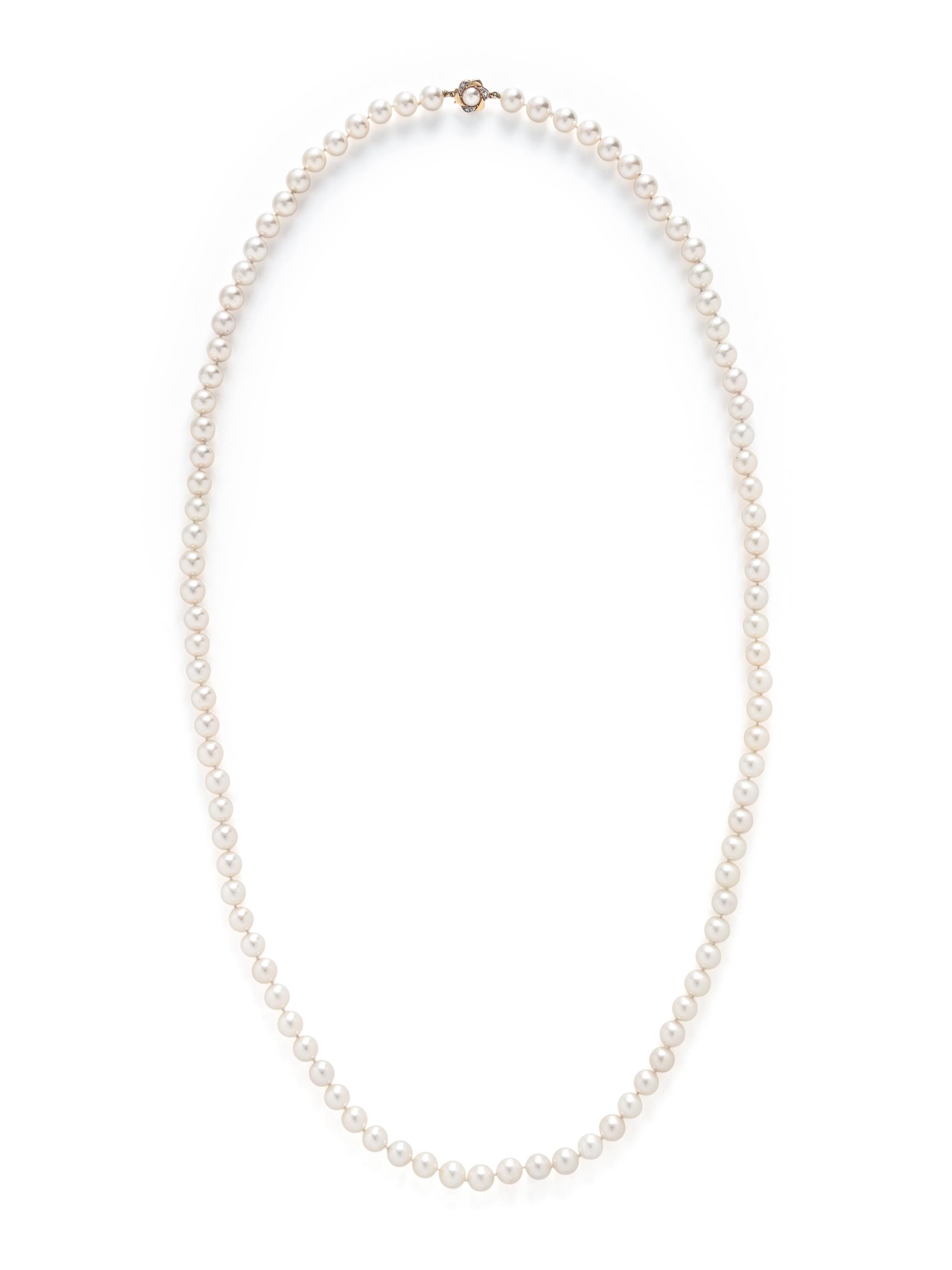 CULTURED PEARL AND DIAMOND NECKLACE