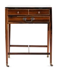 A Regency Ivory Inlaid and Silver Mounted Calamander Campaign Desk