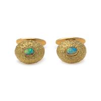 TONY WHITE, YELLOW GOLD AND OPAL CUFFLINKS