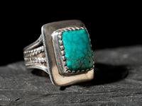 Silver and Blue Diamond Turquoise Ring