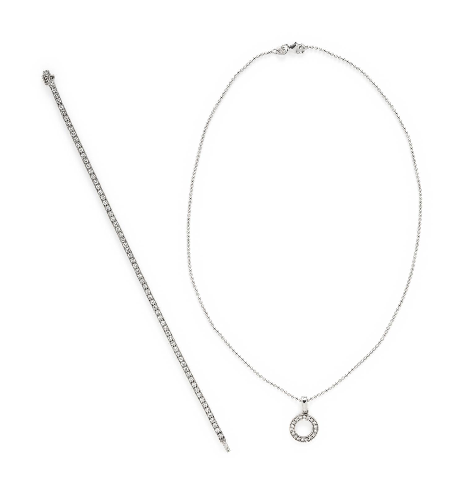 WHITE GOLD AND DIAMOND NECKLACE AND BRACELET