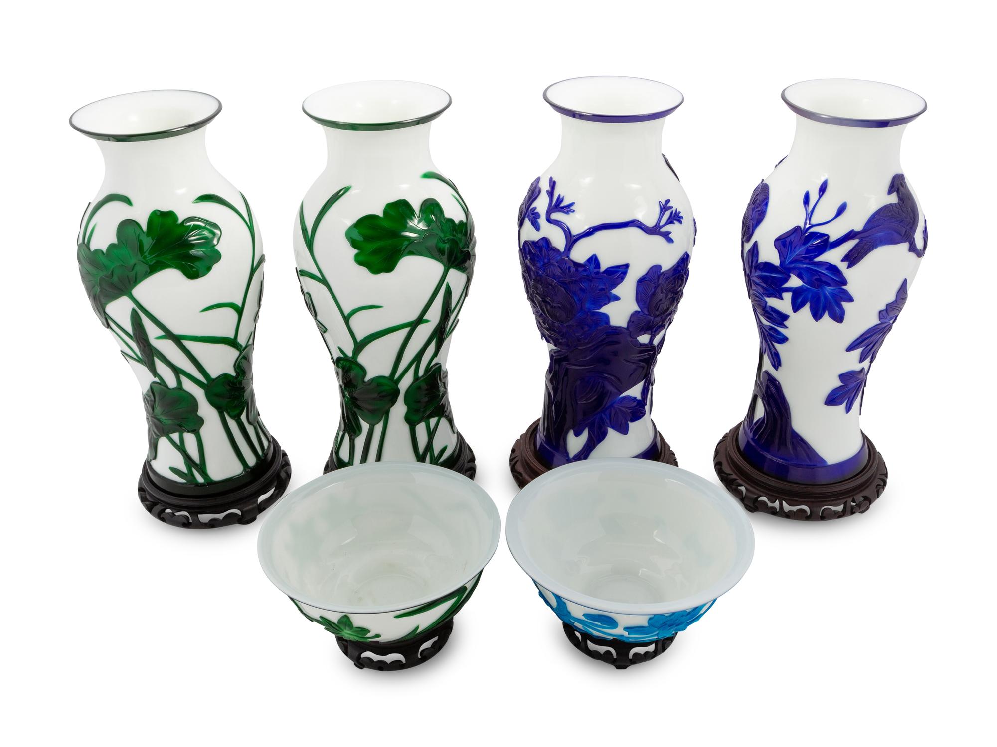 A Group of Six Chinese Peking Glass Wares