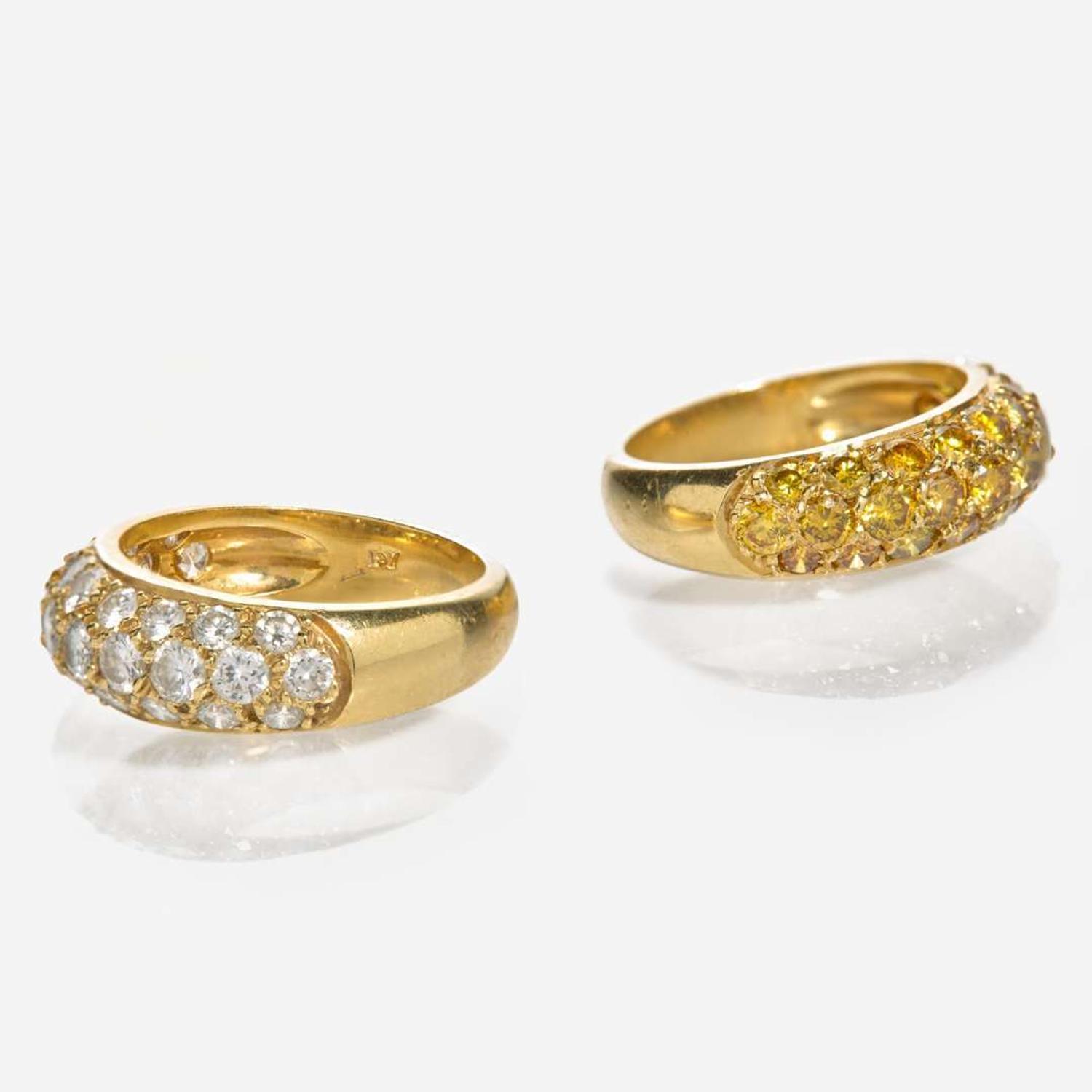 A Set of 18K Yellow Gold and Diamond Rings