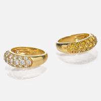 A Set of 18K Yellow Gold and Diamond Rings