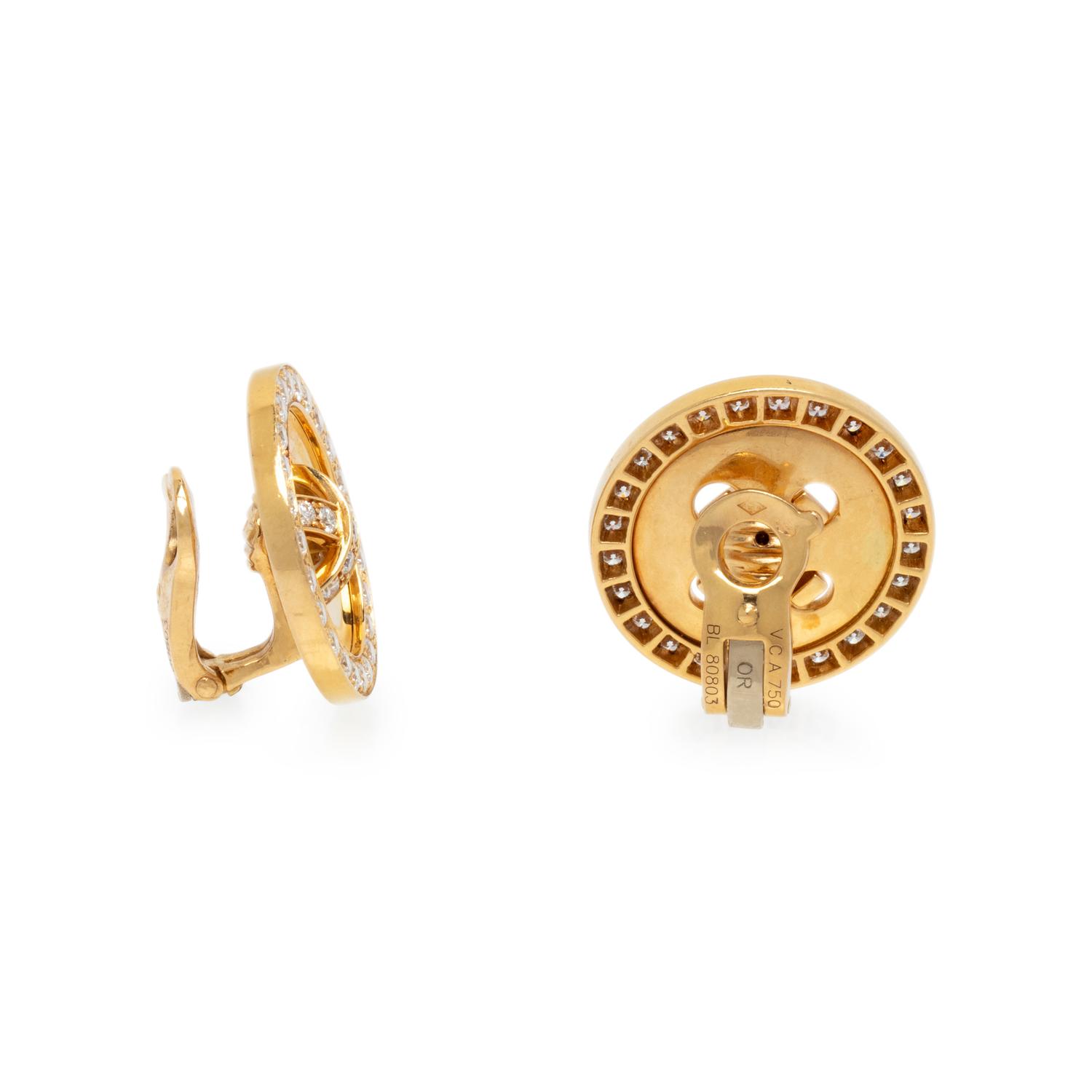 VAN CLEEF & ARPELS, DIAMOND AND YELLOW GOLD 'BOUTONNIERE' CLIP EARRINGS
