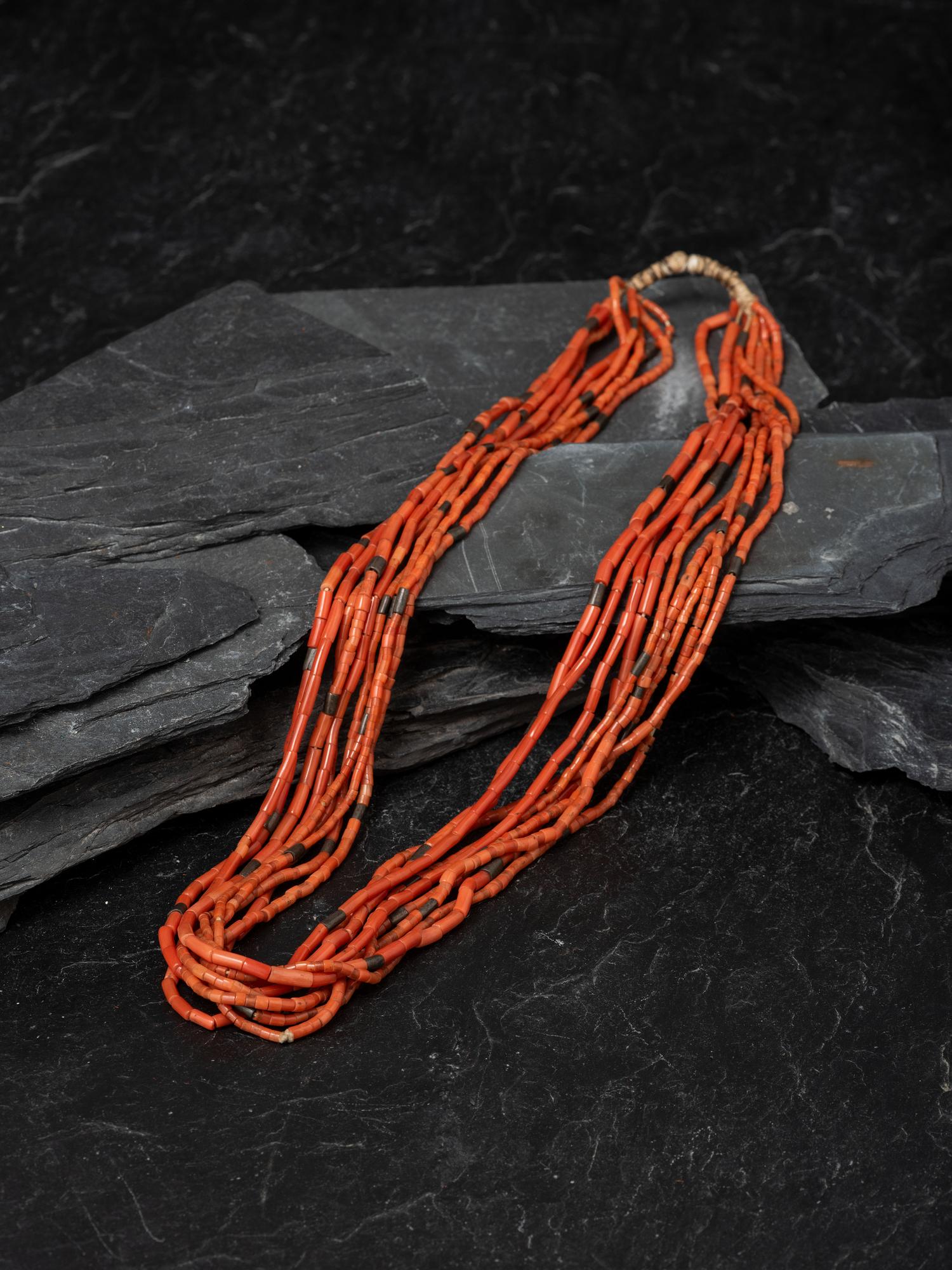 Pueblo Multi-strand Coral Necklace, Collected by Hoffman Birney (1891-1958)