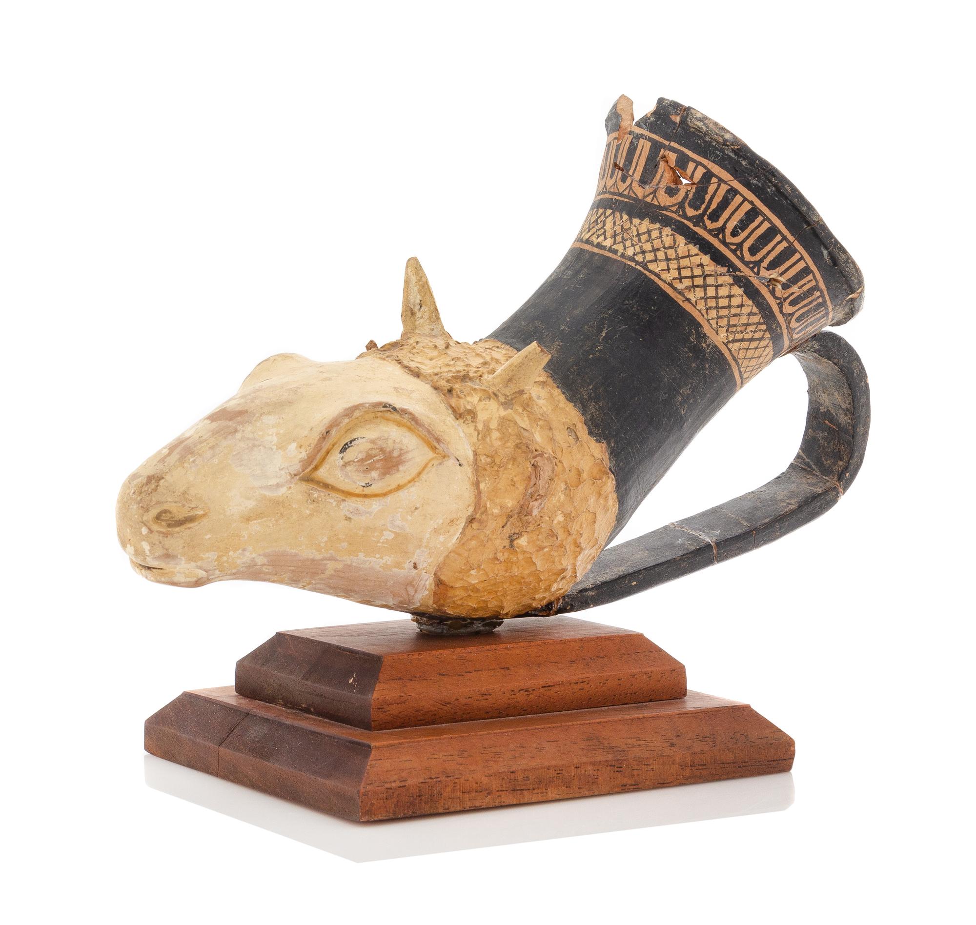 An Etruscan Style Terra Cotta Rhyton Width 9 1/2 inches. — LATE 19TH/EARLY 20TH CENTURY