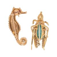 COLLECTION OF YELLOW GOLD ANIMAL BROOCHES