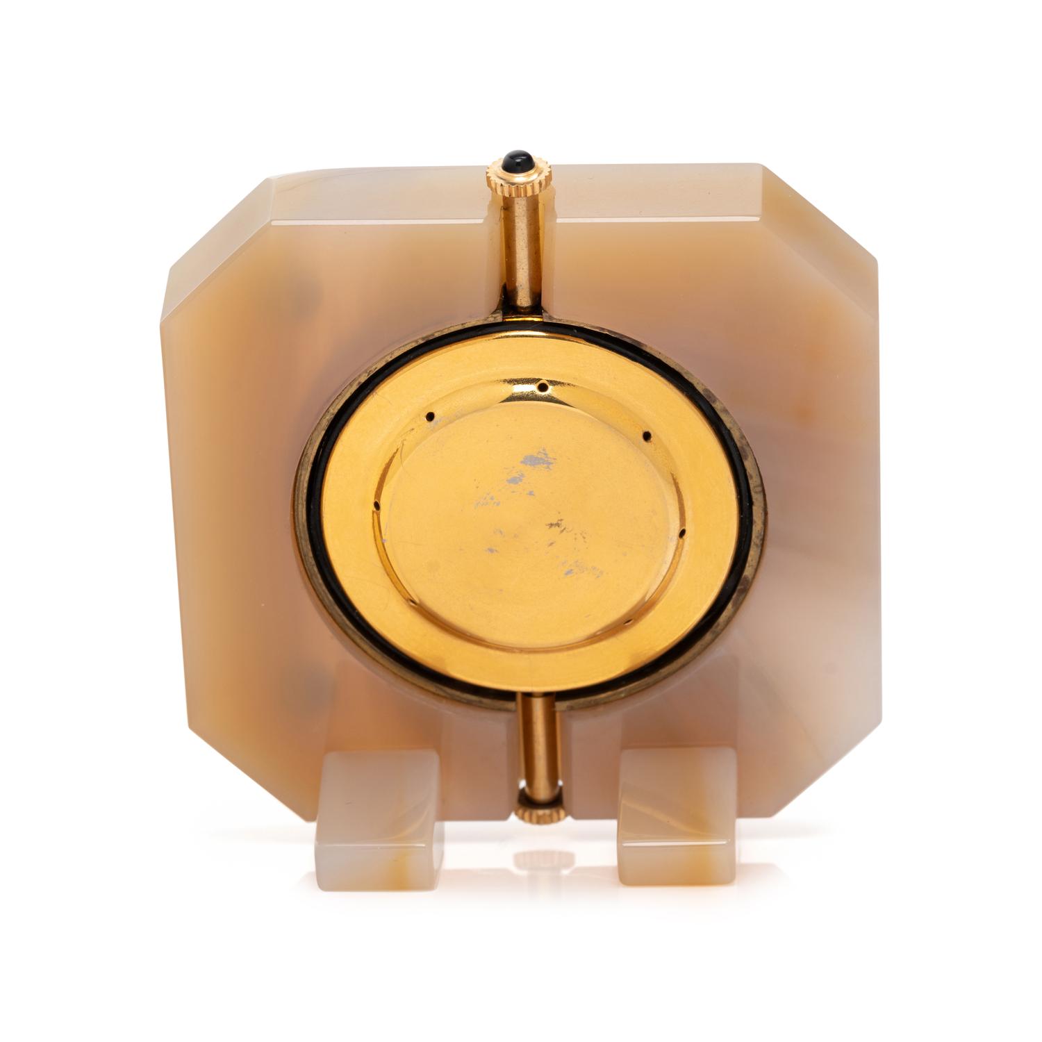 VERDURA, GOLD-PLATE, AGATE AND CITRINE ALARM CLOCK